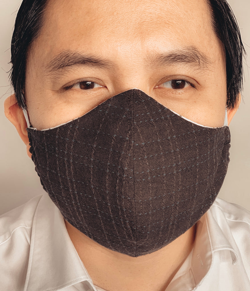 Sustainable Mask for Adult (Men) ~ Greyish Lines