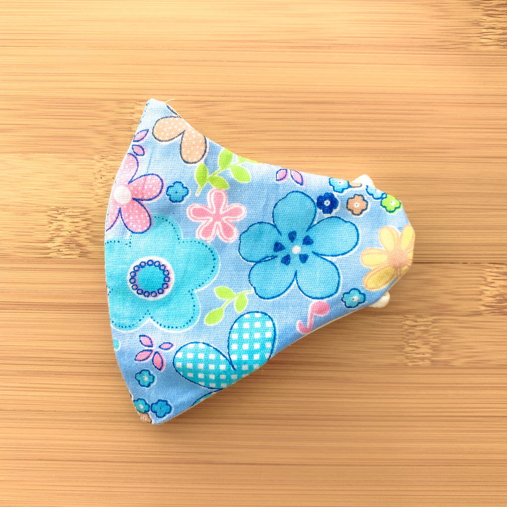 Sustainable Mask for Kids (Girls) ~ Joyful Blue Flowers