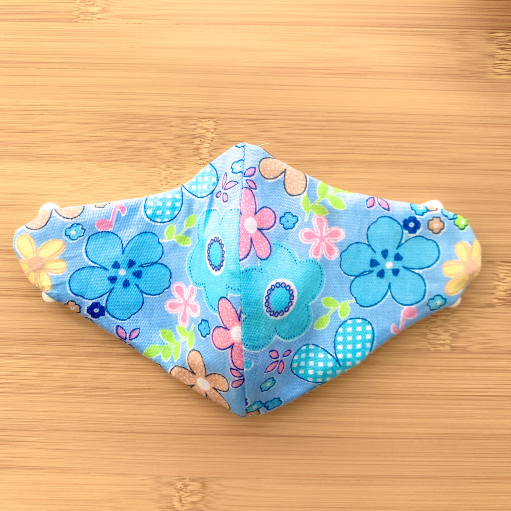 Sustainable Mask for Kids (Girls) ~ Joyful Blue Flowers