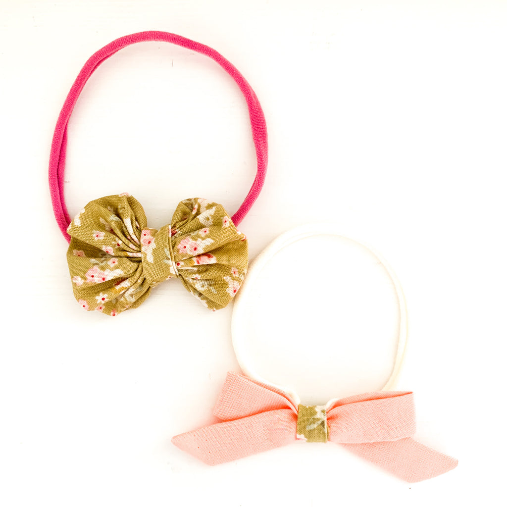 Rosette Soft Headbands Set | Olive Floral