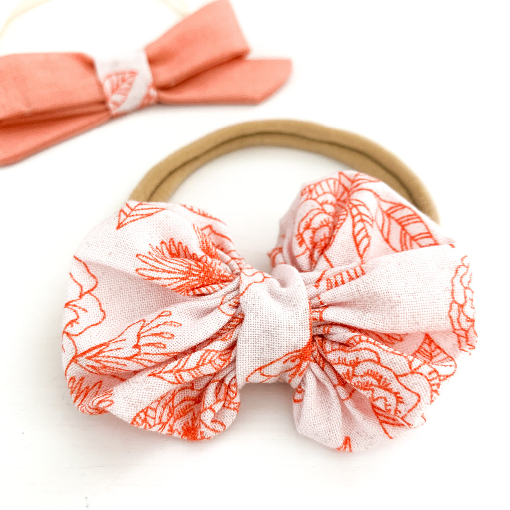 Rosette Soft Headbands Set | Orange Floral