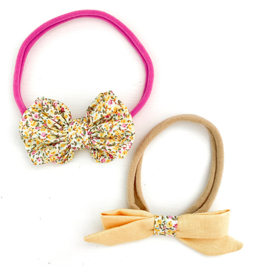 Rosette Soft Headbands Set | Yellow Floral