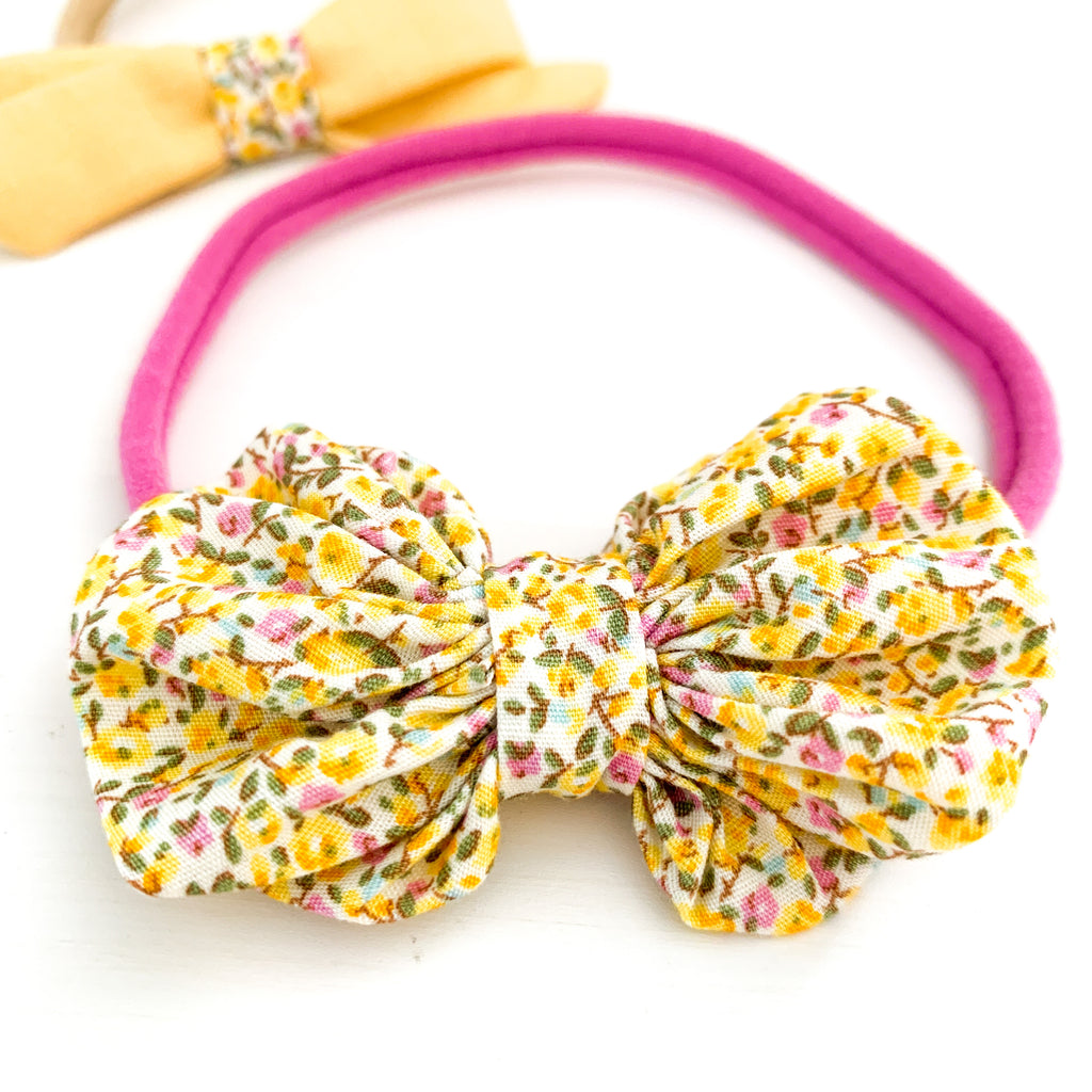 Rosette Soft Headbands Set | Yellow Floral