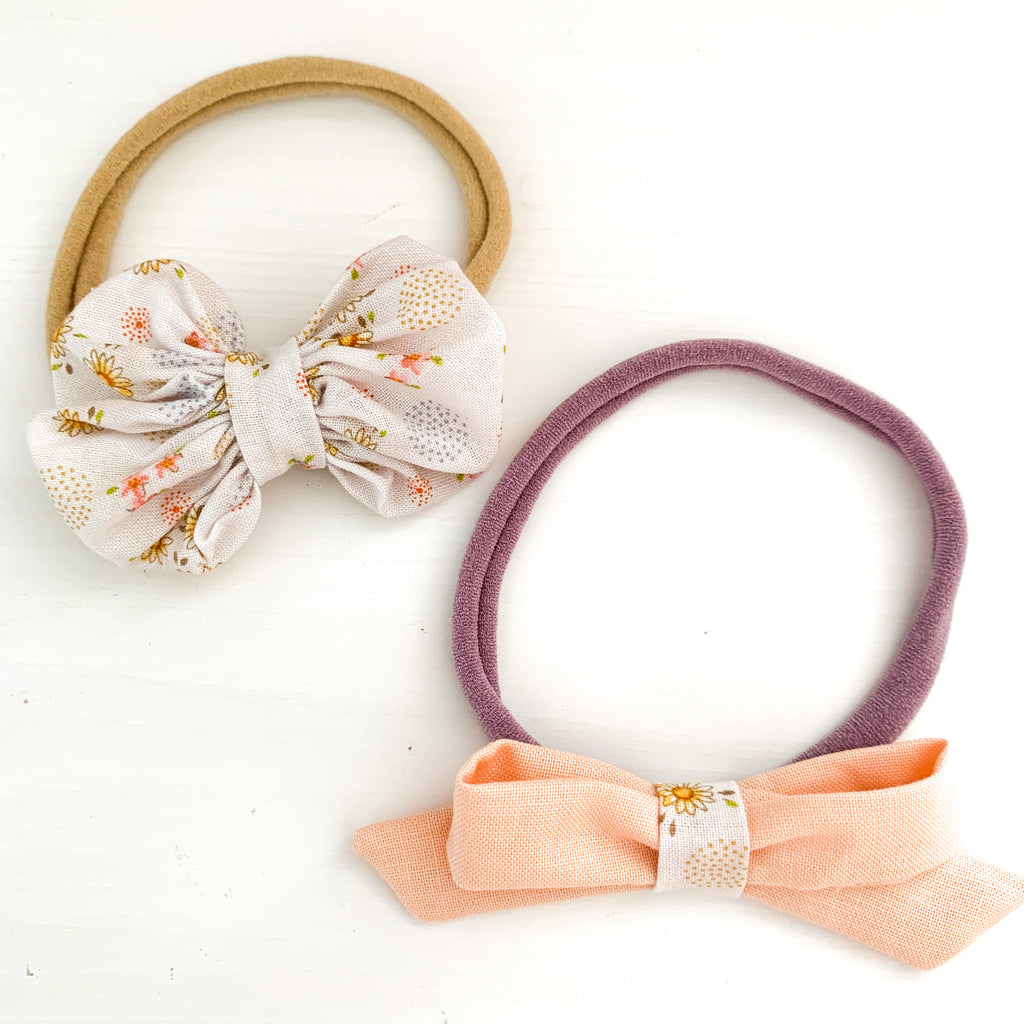 Rosette Soft Headbands Set | White Floral