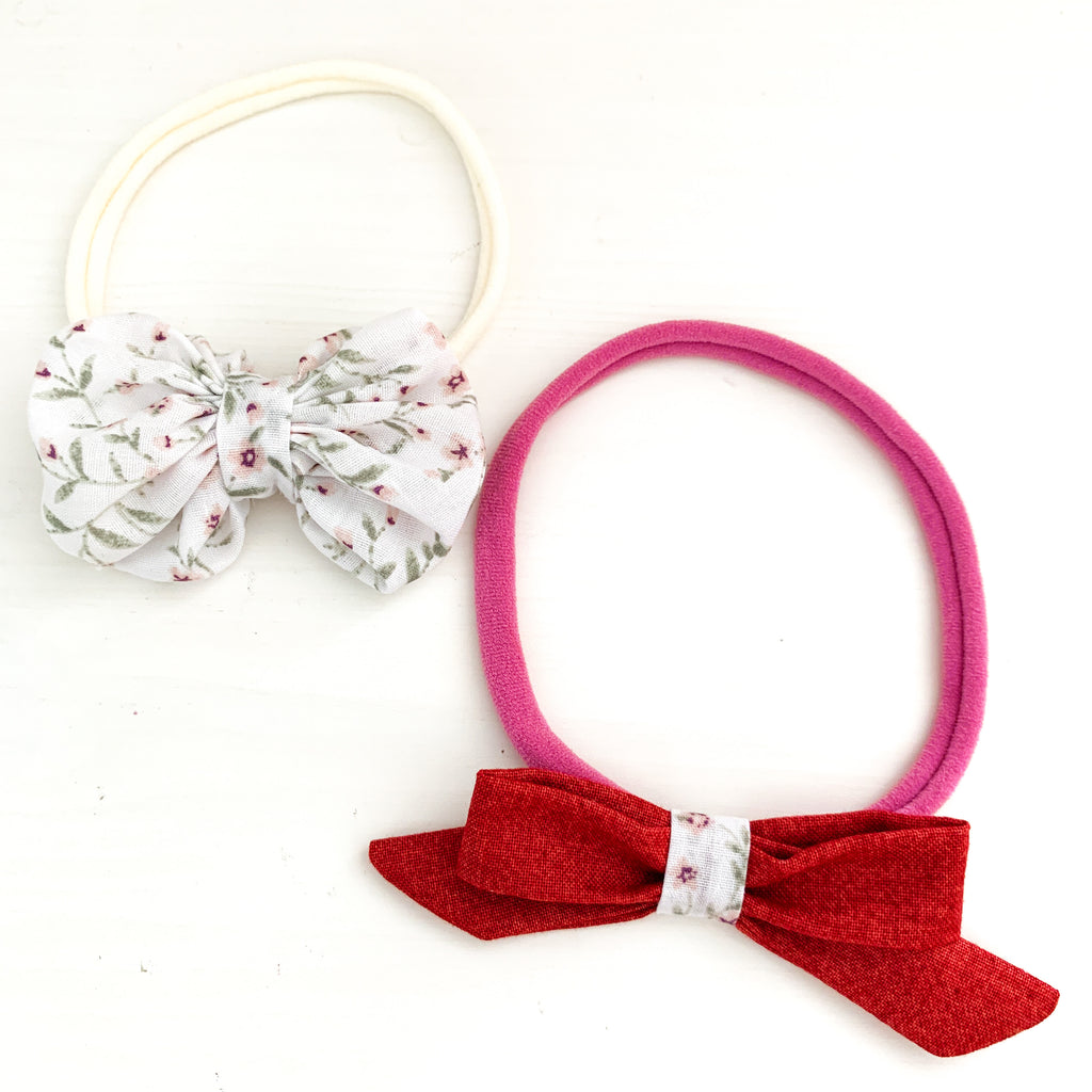 Rosette Soft Headbands Set | Mini White Floral