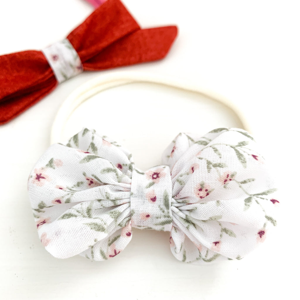 Rosette Soft Headbands Set | Mini White Floral